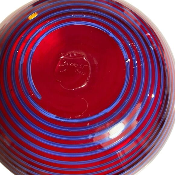 Stunning PETER SECREST Signed Art Glass Bowl - Picture 4 of 6